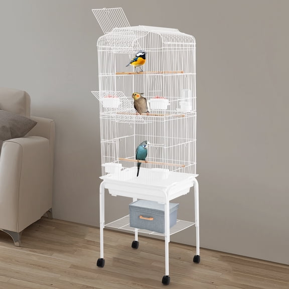 Bird Cage with Wheels, Breeding Cage for Parrots, Large Bird Cage