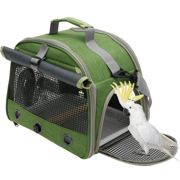 Bird Carrier Parrot Travel Cage with Tray and Breathable Clear Window Portable Bird Travel Carrier Double Zipper Clear Door for Outdoor Use​