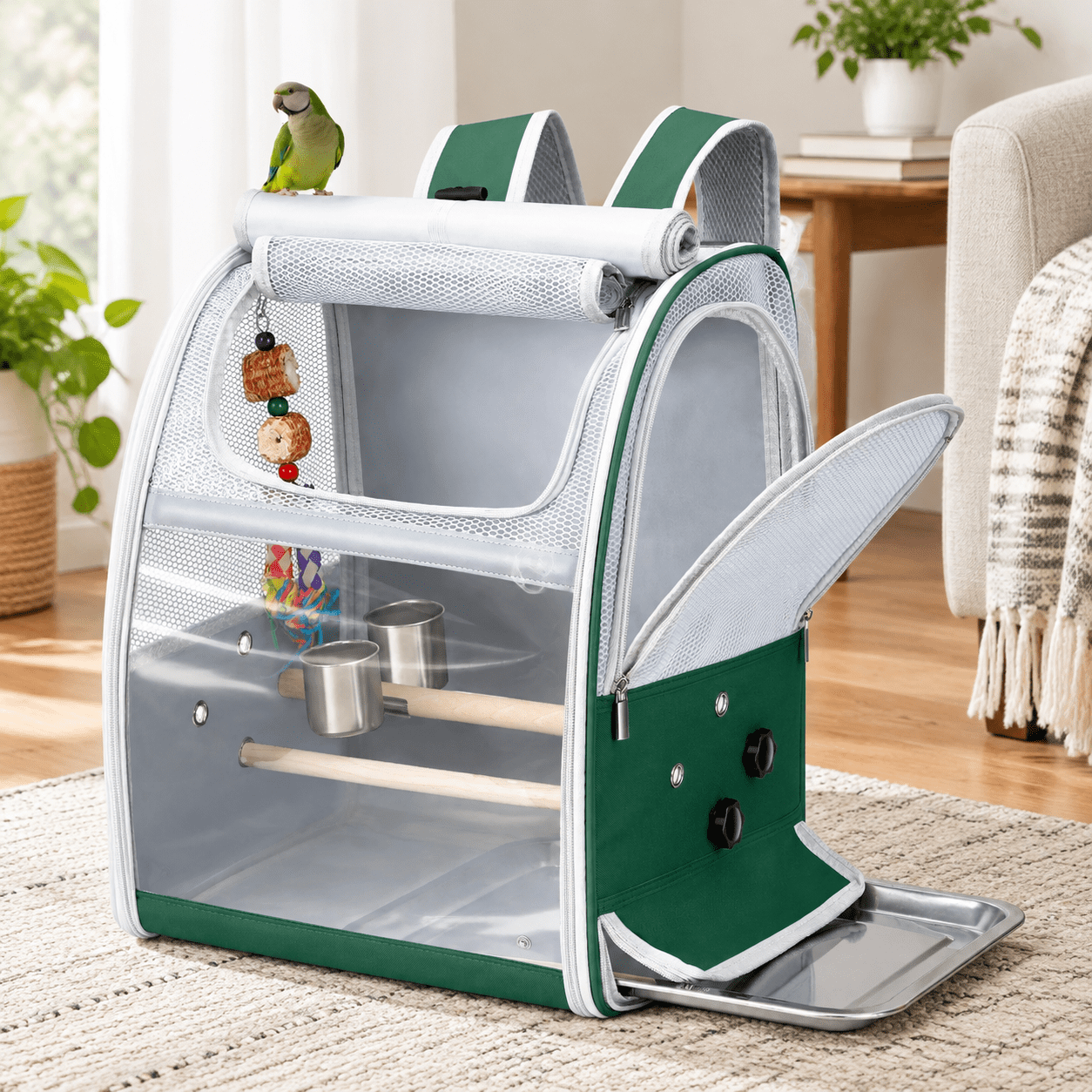 Bird Carrierpack With 2 Adjustable Perches Water-repellent Parrot ...