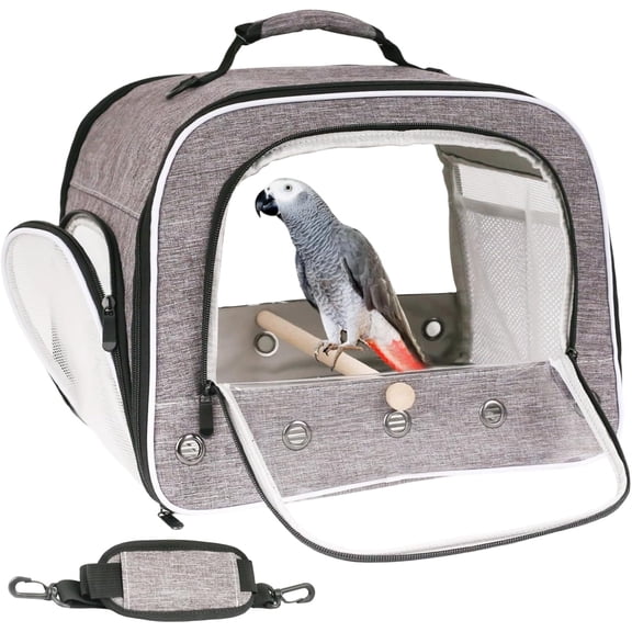 Bird Carry Carrier to Transport Large Size Parrot, Portable Bag with Metal Tray and Grid, African Grey, Long Tail Cockatiel and Parrot