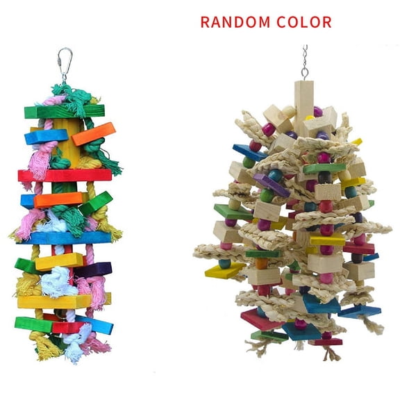Bird Chewing Toy Large Medium Parrot Cage Bite Toys & Large Parrot Chewing Toy - Bird Parrot Blocks Knots Tearing Toy