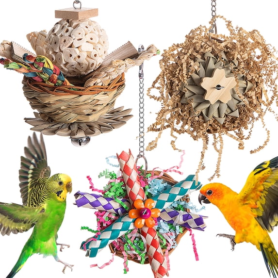 Bird Chewing Toys Colorful Parrot Foraging Shredder Toys Parrot Health Toys Hanging Cage Accessories For Conure Cockatiel Budgies Lovebird