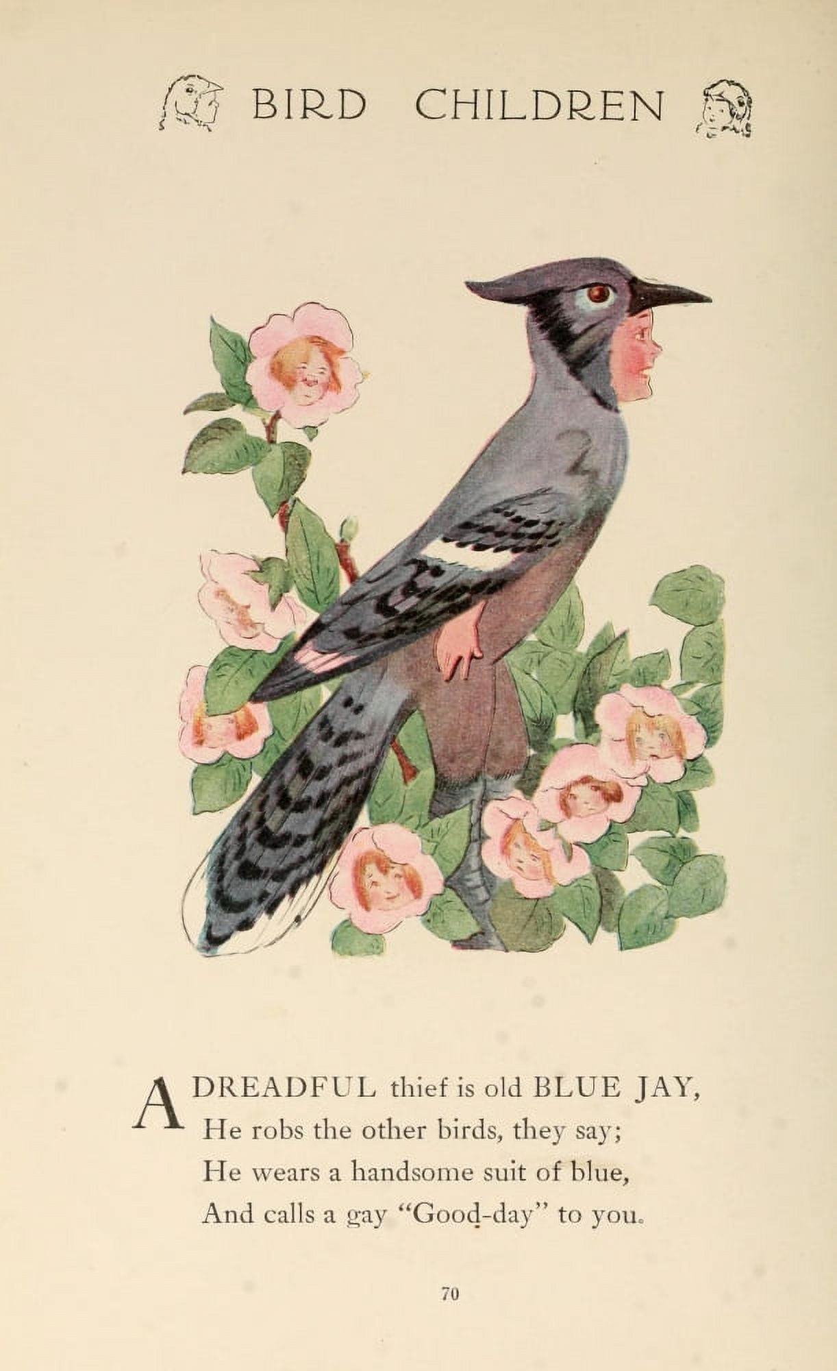 Bird Children 1912 Blue Jay Canvas Art - MT Ross (18 x 24)
