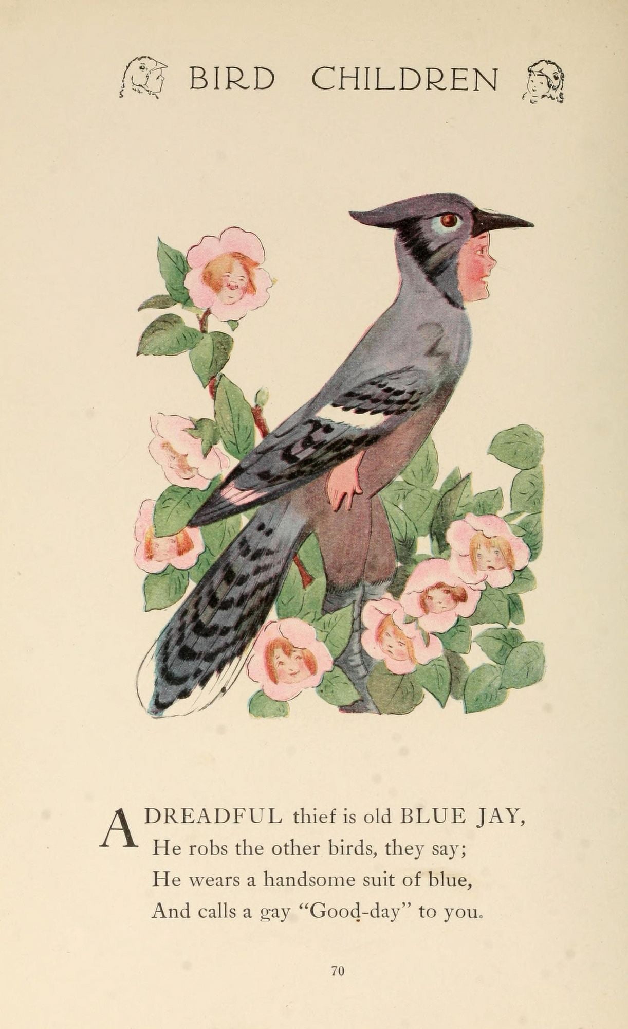 Bird Children 1912 Blue Jay Canvas Art - MT Ross (24 x 36)