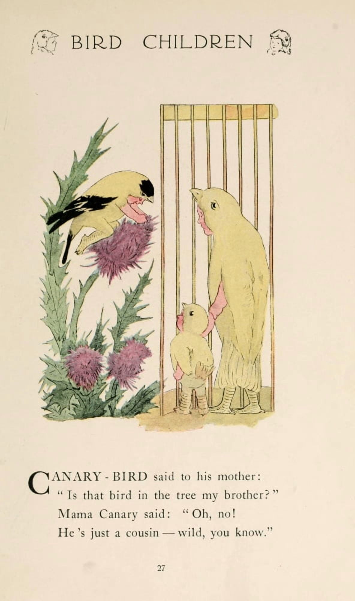 Bird Children 1912 Canary-bird Canvas Art - MT Ross (24 x 36)
