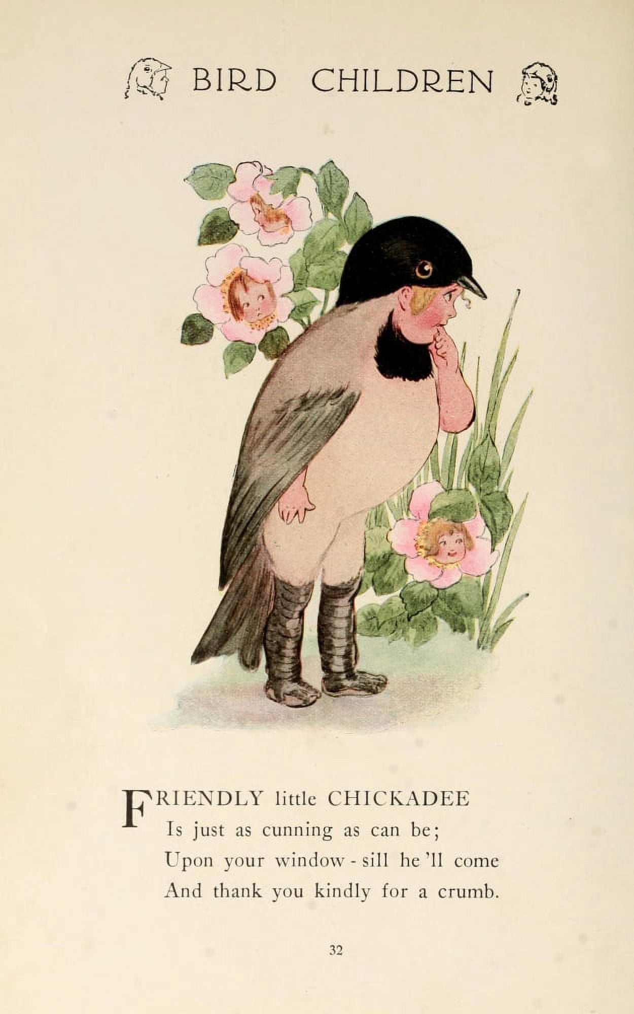 Bird Children 1912 Chickadee Canvas Art - MT Ross (24 x 36)