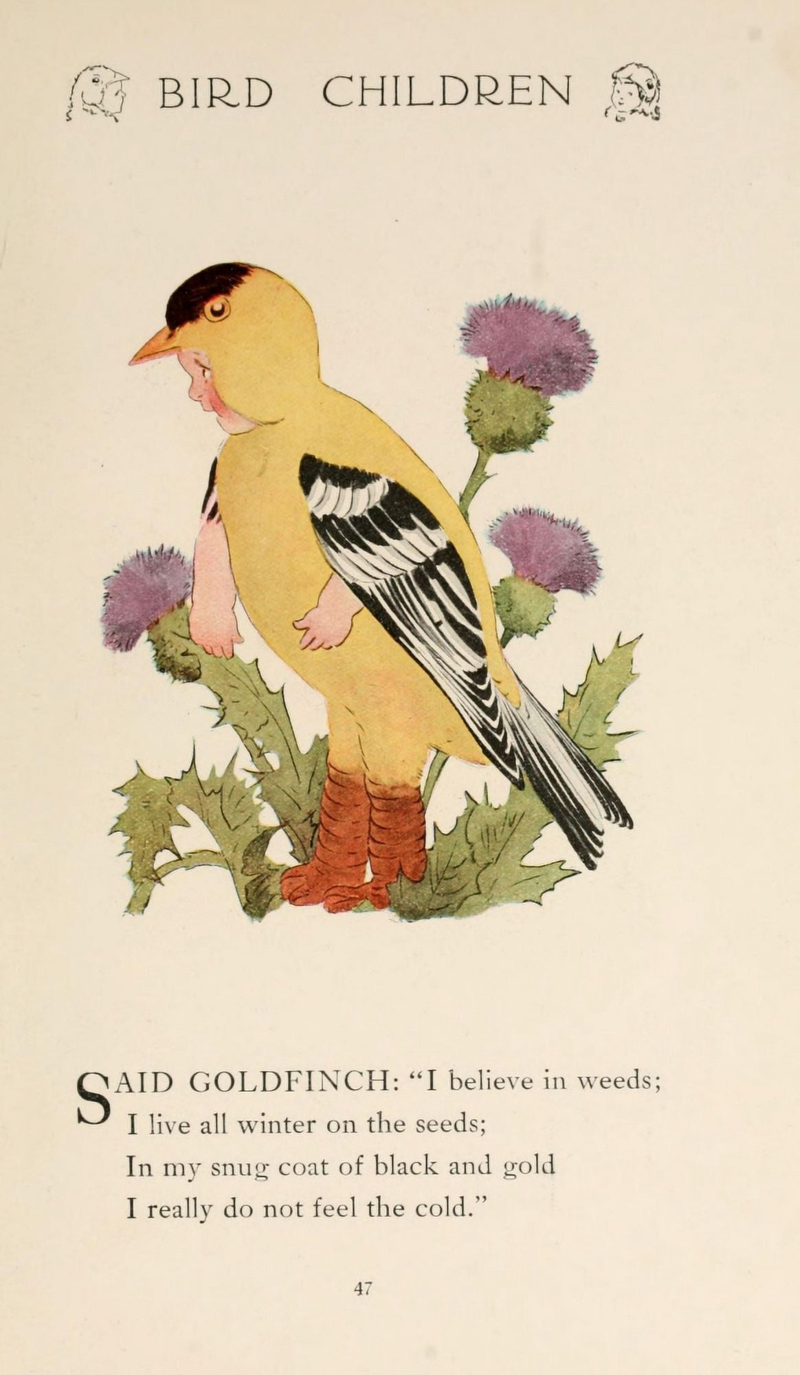 Bird Children 1912 Goldfinch Canvas Art - MT Ross (18 x 24)