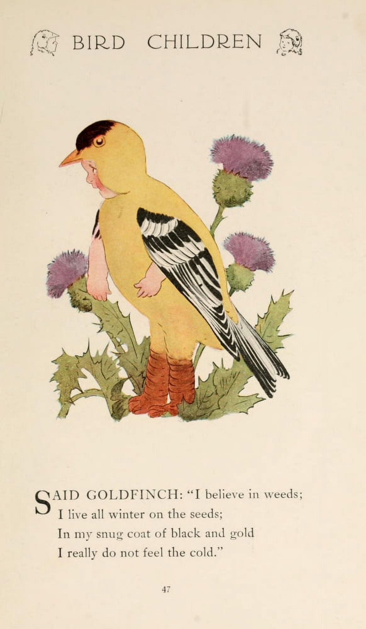 Bird Children 1912 Goldfinch Canvas Art - MT Ross (24 x 36)