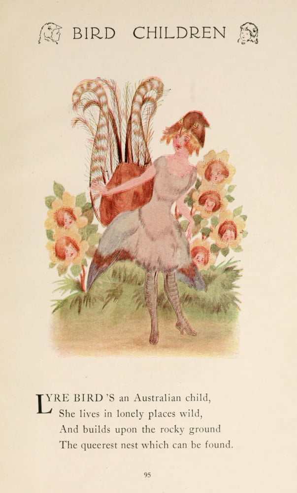 Bird Children 1912 Lyre bird Canvas Art - MT Ross (18 x 24)