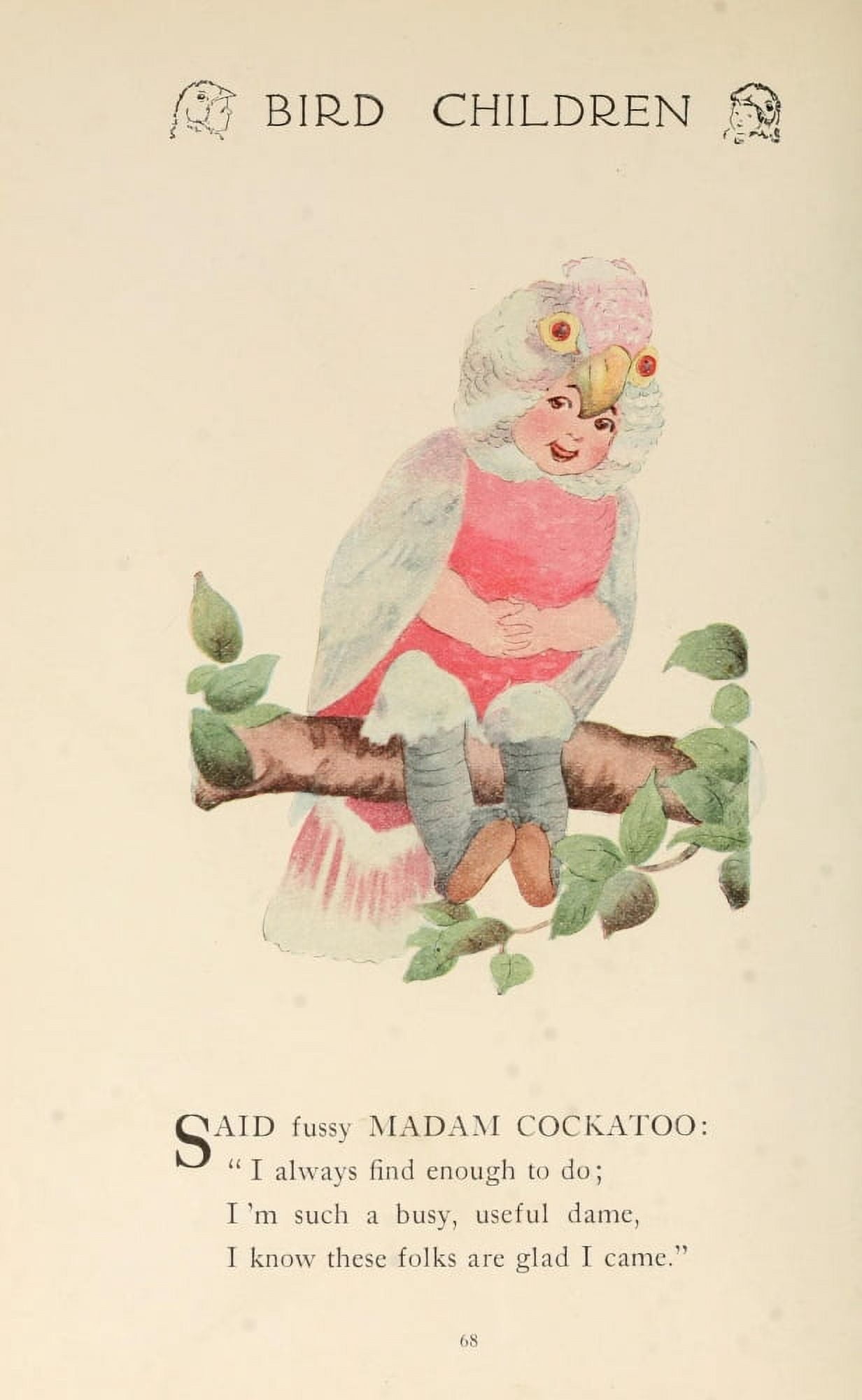 Bird Children 1912 Madam Cockatoo Canvas Art - MT Ross (18 x 24)