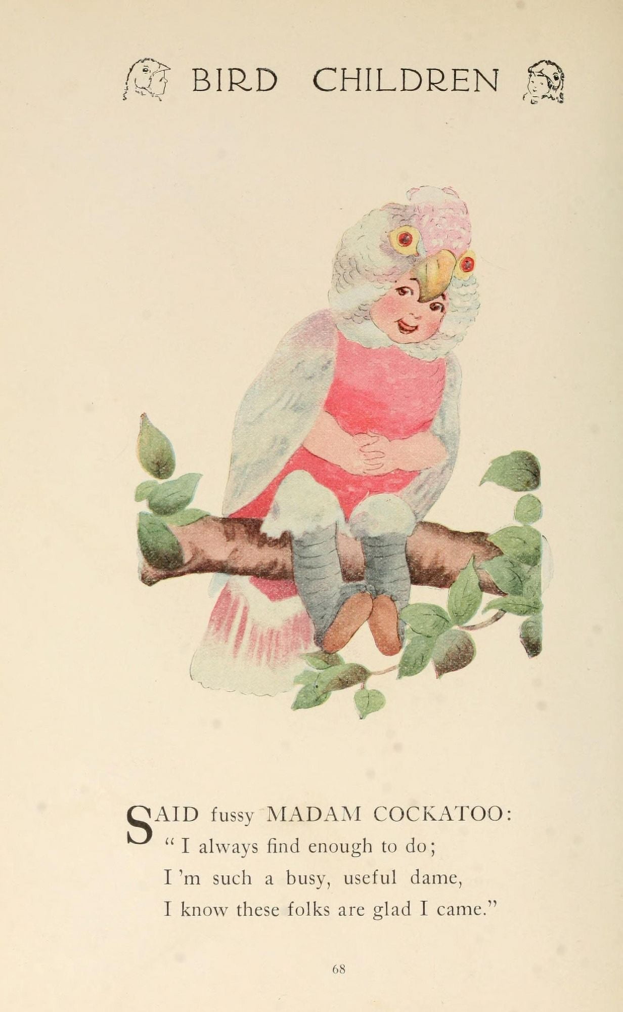 Bird Children 1912 Madam Cockatoo Canvas Art - MT Ross (24 x 36)