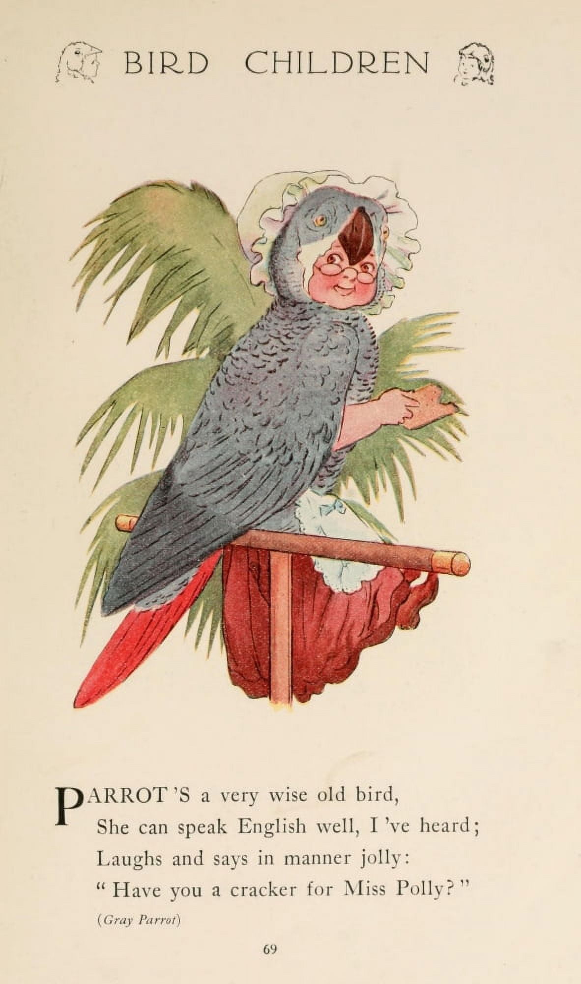 Bird Children 1912 Miss Polly Parrot Canvas Art - MT Ross (18 x 24)