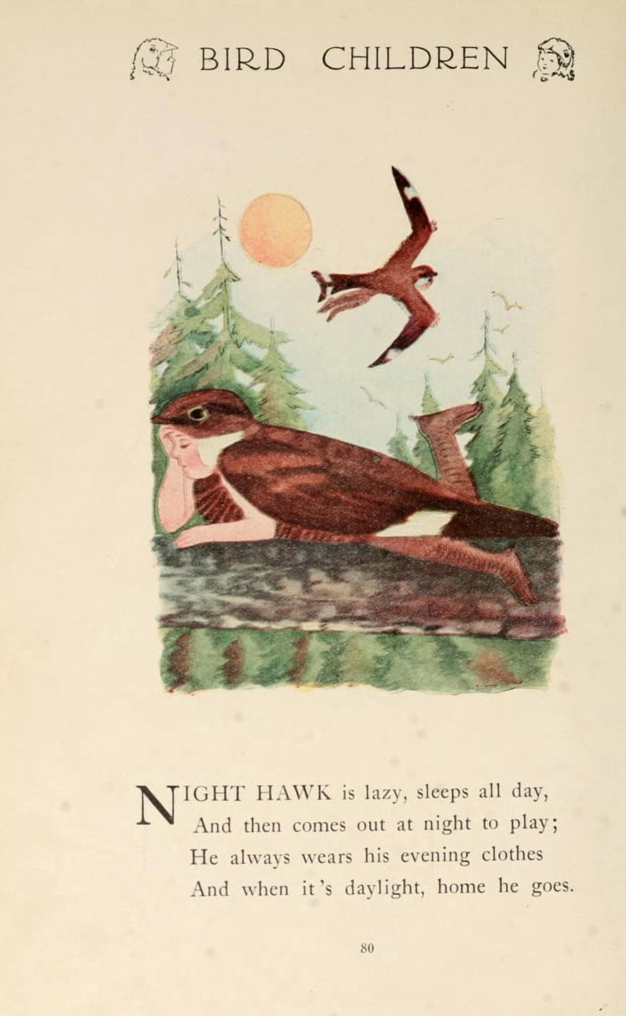Bird Children 1912 Night Hawk Canvas Art - MT Ross (24 x 36)