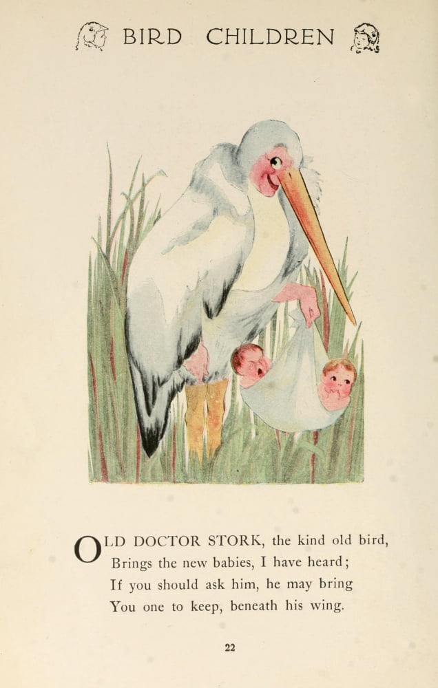Bird Children 1912 Old Doctor Stork Canvas Art - MT Ross (18 x 24)