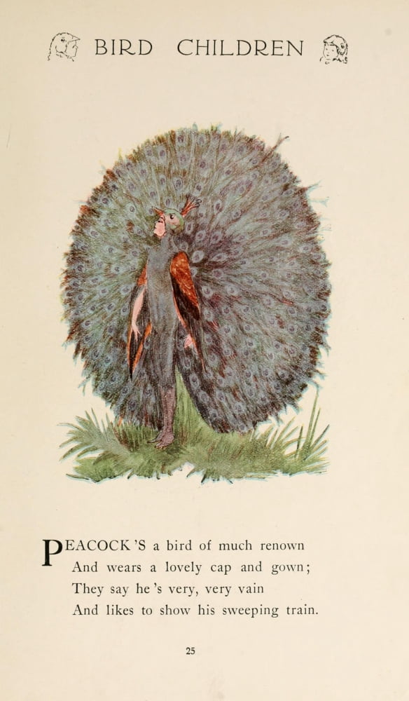 Bird Children 1912 Peacock Canvas Art - MT Ross (24 x 36)