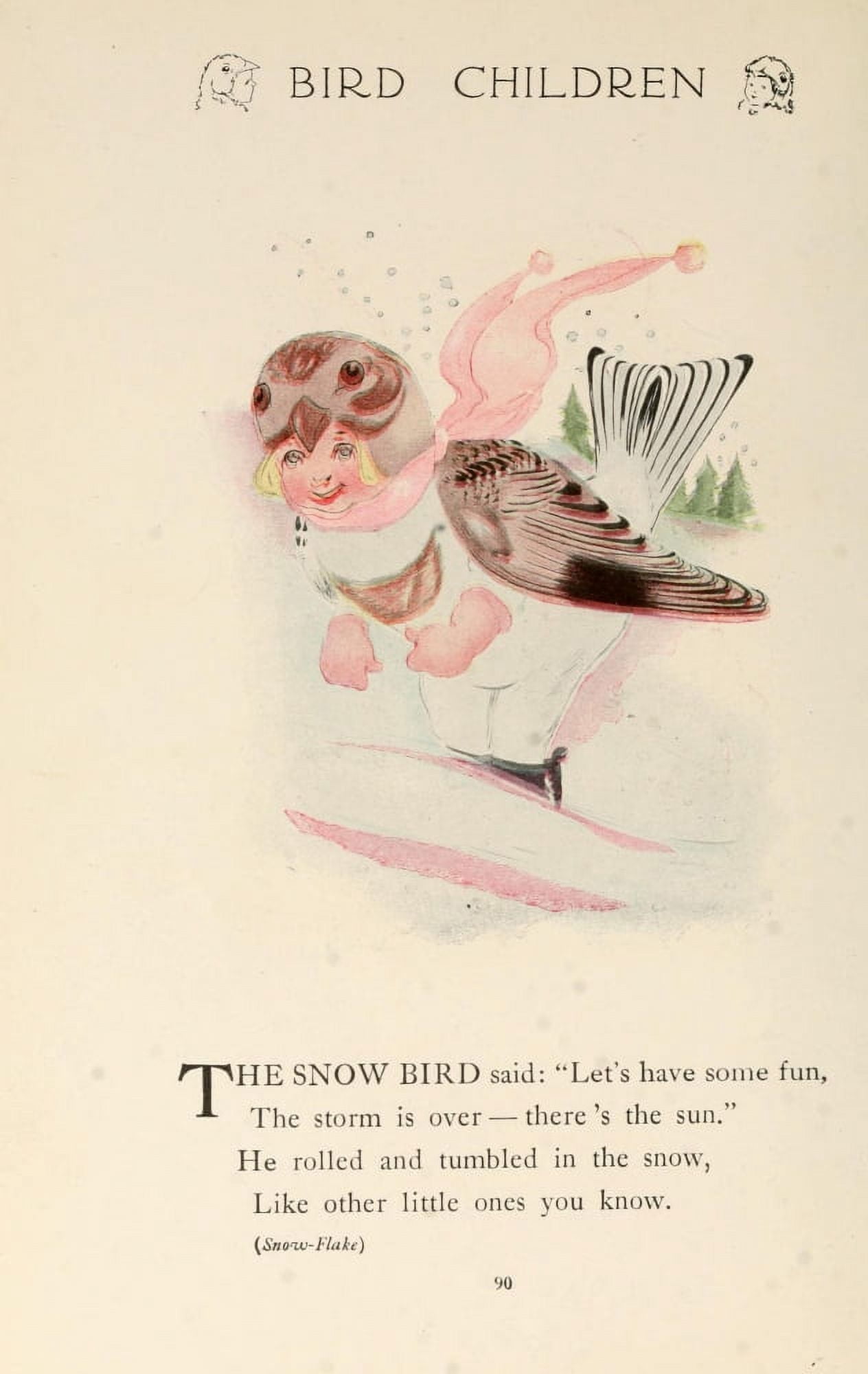 Bird Children 1912 Snow Bird Canvas Art - MT Ross (18 x 24)