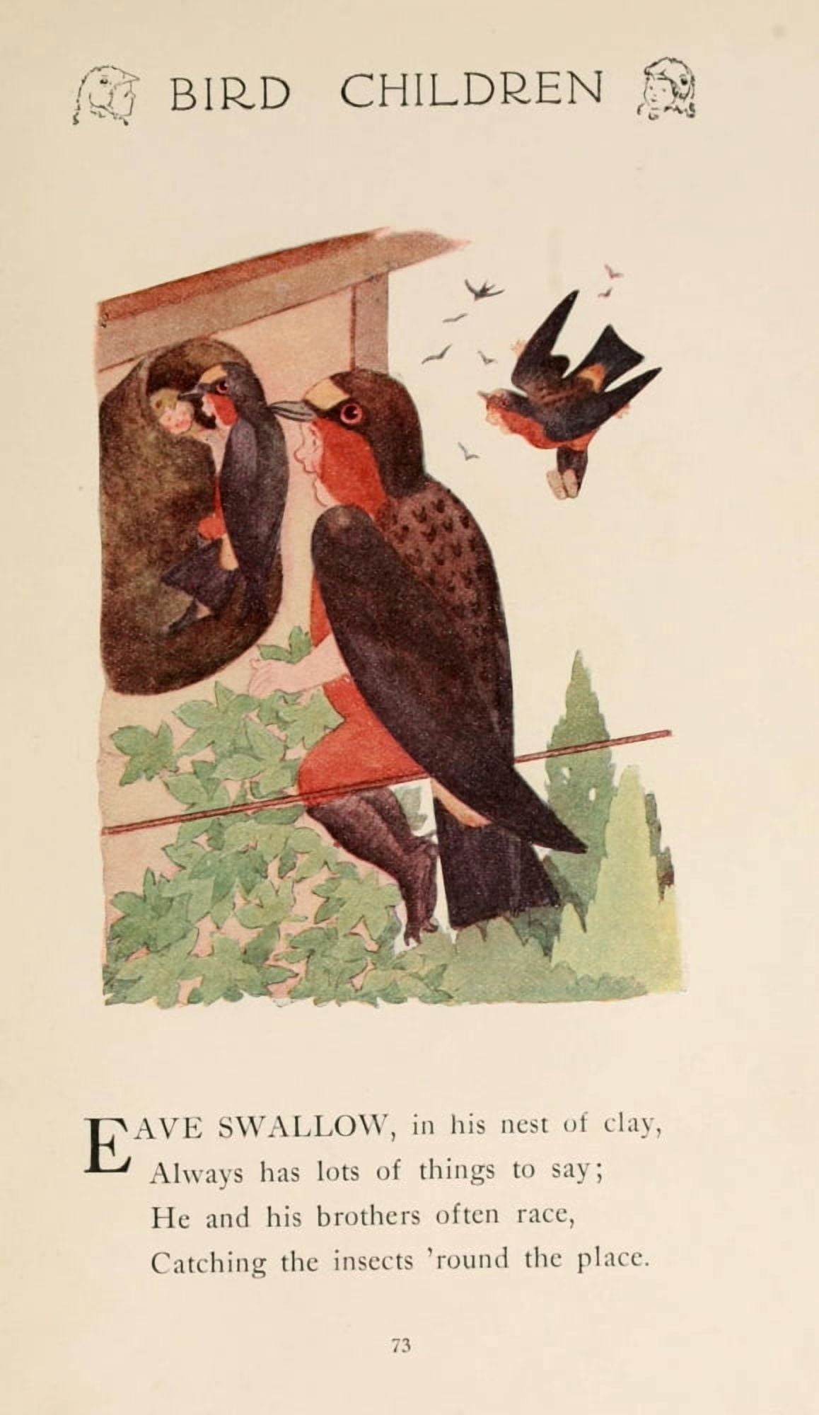 Bird Children 1912 Swallow Canvas Art - MT Ross (24 x 36)