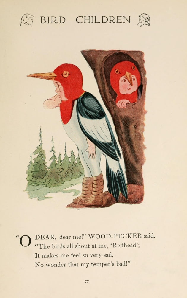 Bird Children 1912 Woodpecker Canvas Art - MT Ross (24 x 36)