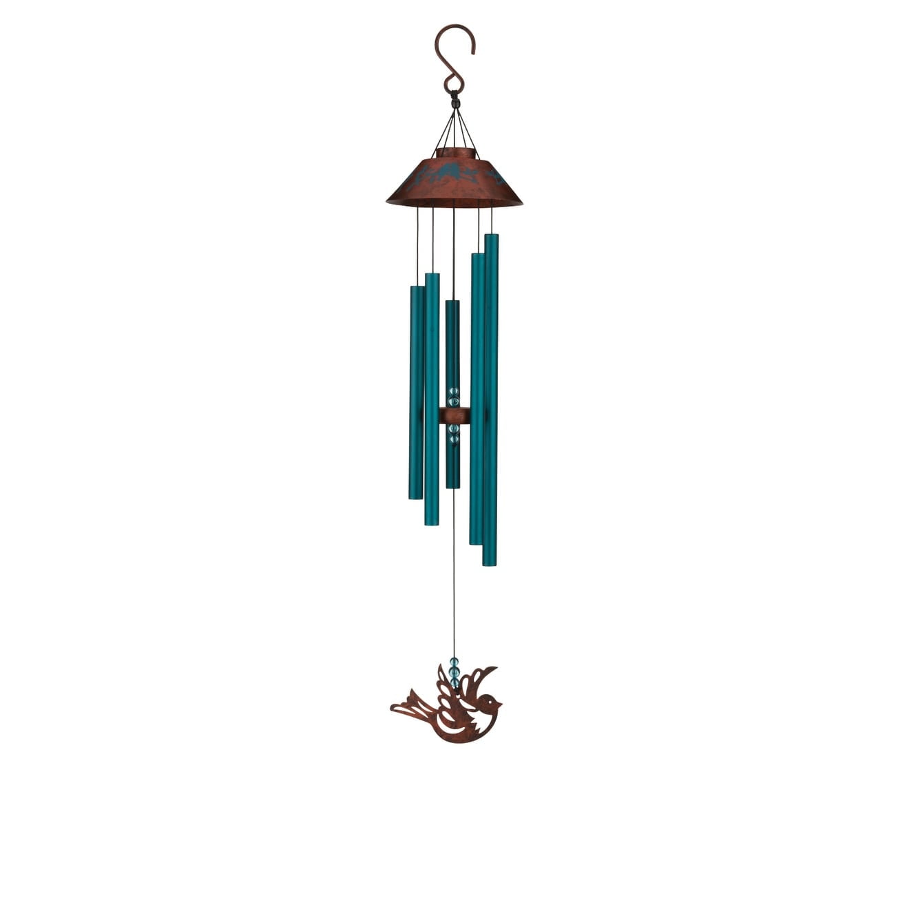 Rustic Copper and Turquoise Bird Outdoor Wind Chime