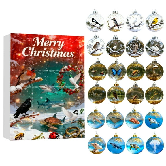 Bird Christmas Advent Calendar 2025, 24 Days Christmas Countdown Calendar, Acrylic 2D Bird Hanging Ornaments for Christmas Tree, Gift for Bird Lovers & Families