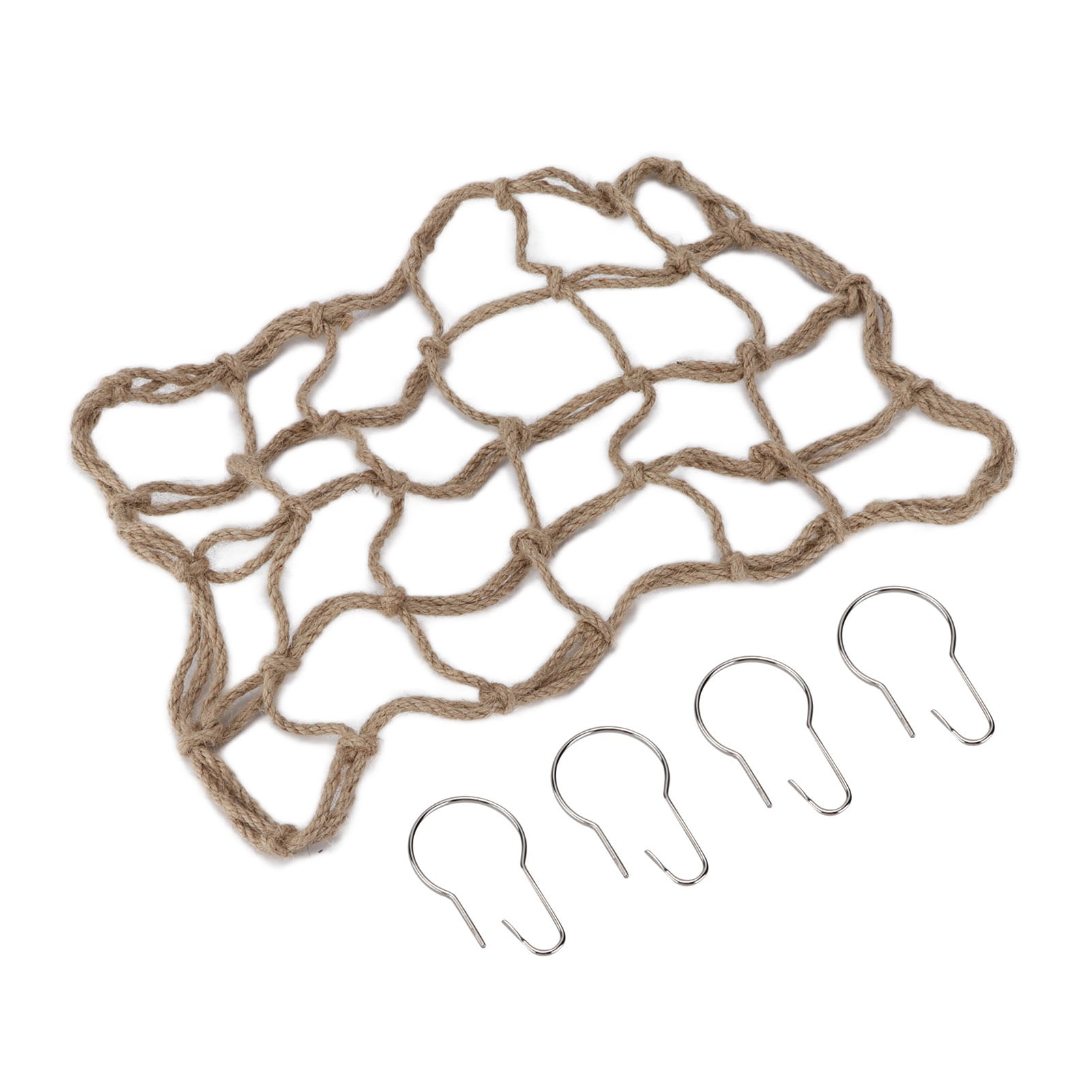 Bird Climbing Net Hemp Rope Woven Climbing Net with 4 Hanging Circle