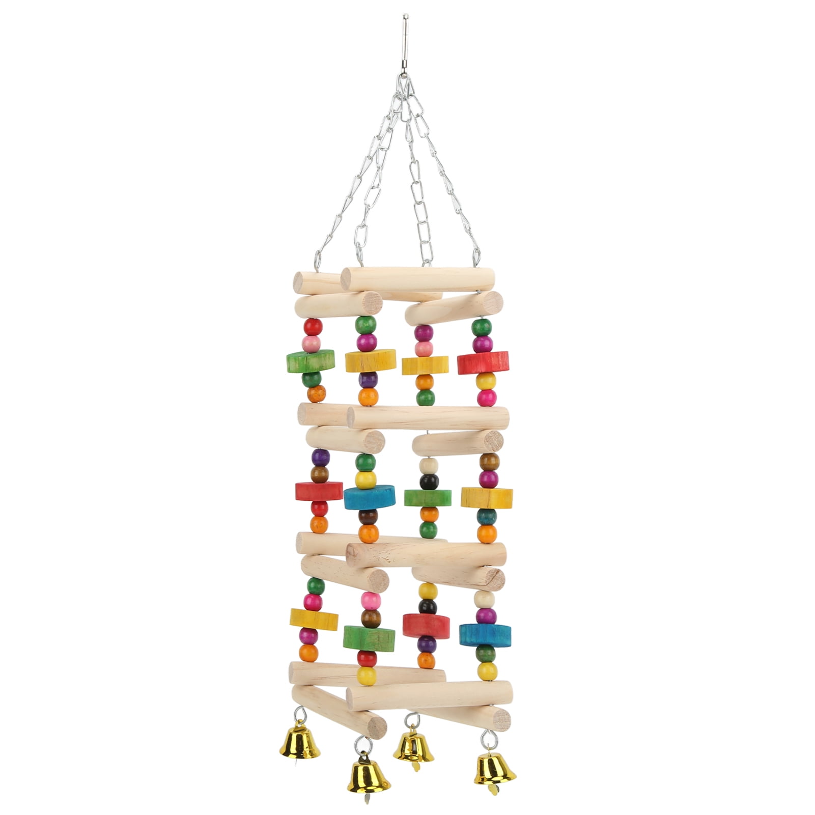 Bird Climbing Toy Wooden Colorful Hanging Parrots Chewing Standing