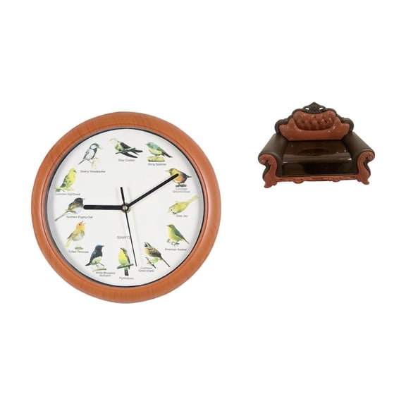 Bird Clock Wall Clock Dollhouse Sofa PP Material Realistic Decor for Office Living Room Kitchen Bedroom