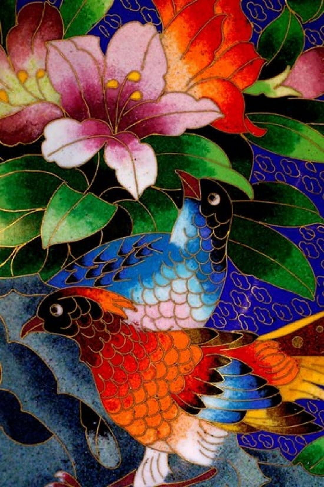 Bird Cloisonne Plate Hand Made with Tiny Copper Wires and Powered Enamel China Canvas Art - Cindy Miller Hopkins DanitaDelimont (23 x 34)