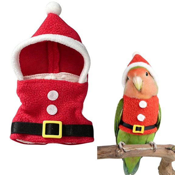 Bird Clothes, Bird Christmas Costume - Warm Fleece Parrot Clothes, Holiday Pet Apparel Cosplay Photo Prop for African Grey Conure Cockatoo Macaw Parakeet