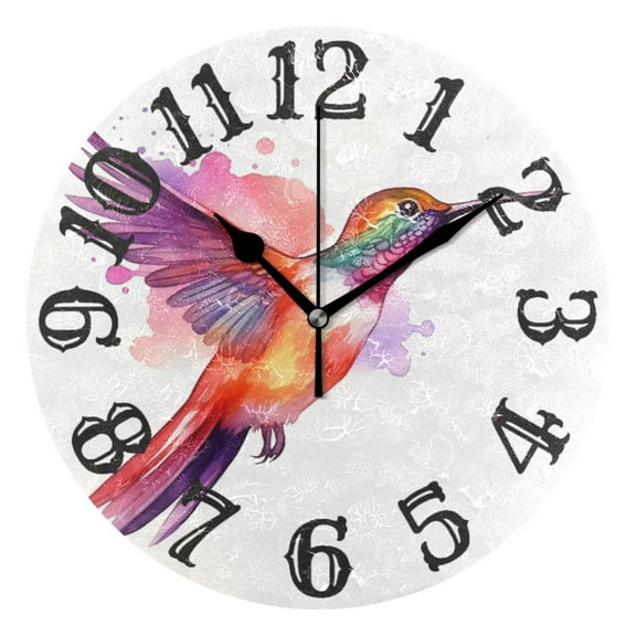 Bird Colorful 10 inch Wall Clocks Non Ticking Easy to Read Battery Decorative for Home Bathroom Kitchen Bedroom Living Room