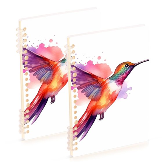 Bird Colorful Ring Binder Notebook Journey Note Diary College Ruled Spiral Notebook Study Loose Leaf Paper A5 60 Pages
