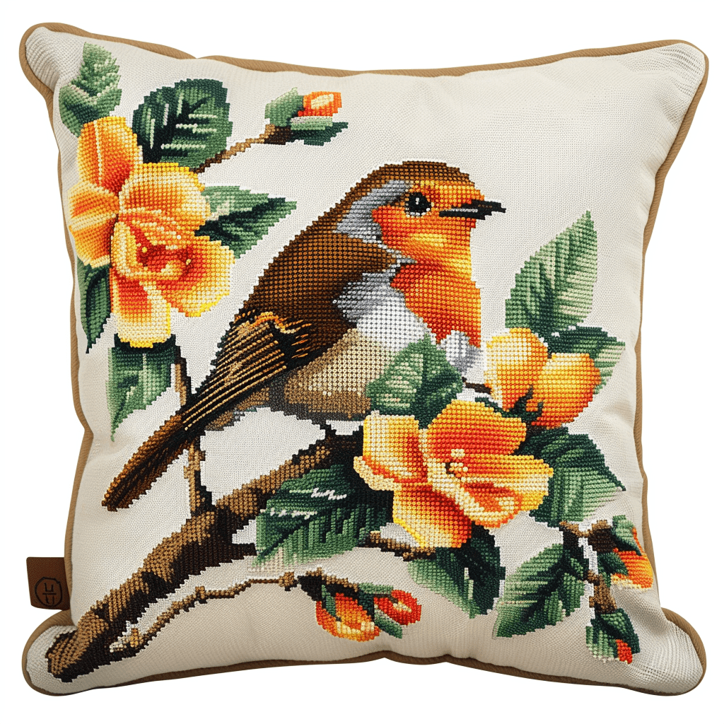 Bird Cross Stitch Kits pre Stamped Pillowcase , 45X45cm , Cross Stitch Kits for Kids (11 Count)