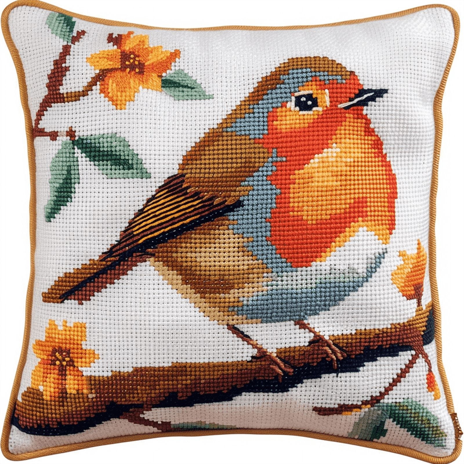 Bird Cross Stitch Pillow Cases Stamped Kits 11 Count Cross Stitch Kits For Beginners 45X45cm Handmade Embroidery Kit Needlepoint Home Decor for Sofa