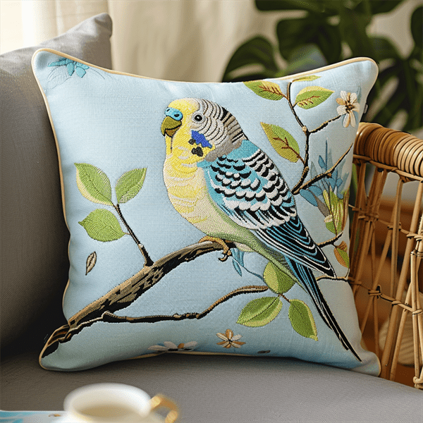 Bird Cross Stitch Pillow Cover Kit , 45X45cm , Needlepoint Craft Set Handmade Craft for Sofa Home Decor (11 Count)