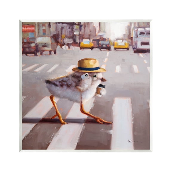 Bird Crosswalk Urban City Street Animals & Insects Painting Unframed Art Print Wall Art