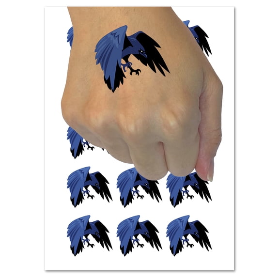 Bird Crow Raven Flying Landing Water Resistant Temporary Tattoo Set Fake Body Art Collection - 54 1" Tattoos (1 Sheet)
