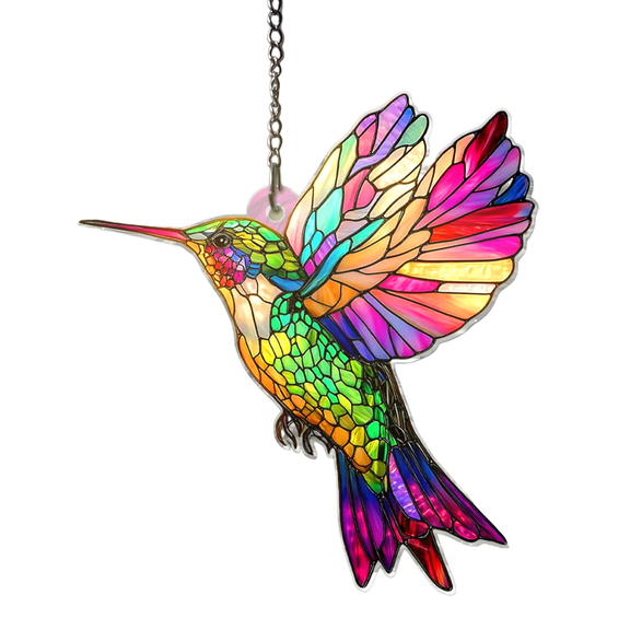 Bird Decor For Home, 2D Flat Acrylic Bird Suncatcher Pendant Spirit Birds Owl Hummingbird Red Bird - Window Hanging Light Catcher Winged Ornament - Home Window Office Decor Gift