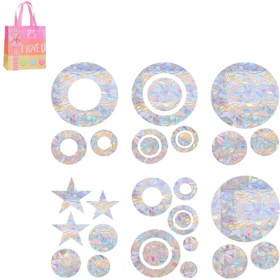 Bird Deterrent Window Clings, Reusable Sun Catcher Decals - Rainbow Prism Stickers to Prevent Bird Strikes, No Glue Static Cling(XX)