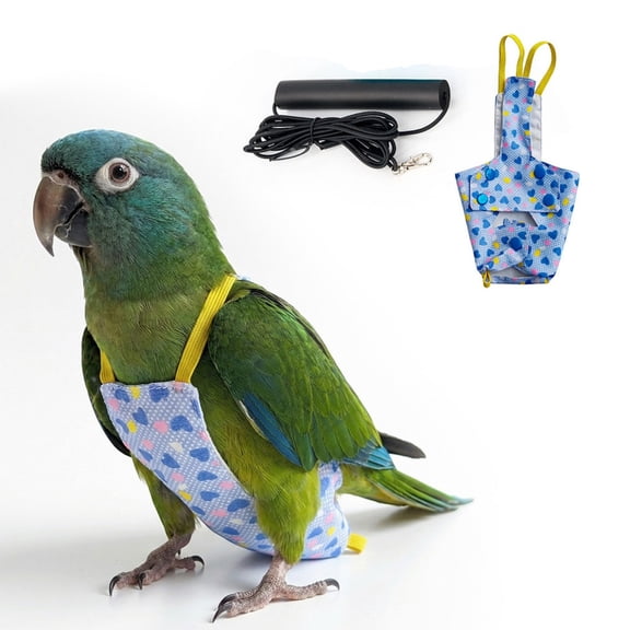 Bird Diaper Harness Flight Suit Clothes Parrot Harness and Leash Adjustable Bird Training Flight Harness Vest Bird Flying Clothes with Rope and Handle for Parakeets Cockatiels Outdoor Activities A,L