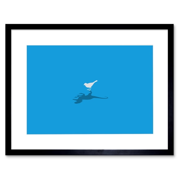Bird Dinosaur Shadow Artwork Framed Wall Art Print 9X7 Inch