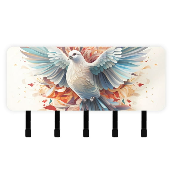 Bird Dove Front Mail Holder Organizer Wall Mount with Shelf Key Holder Key Rack with 5 Key Hooks for Wall Decorative