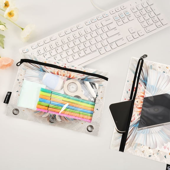 Bird Dove Side 2 Pack Pencil Pouches Zipper Pencil Case 3 Ring Pencil Pouch Cosmetic Bag