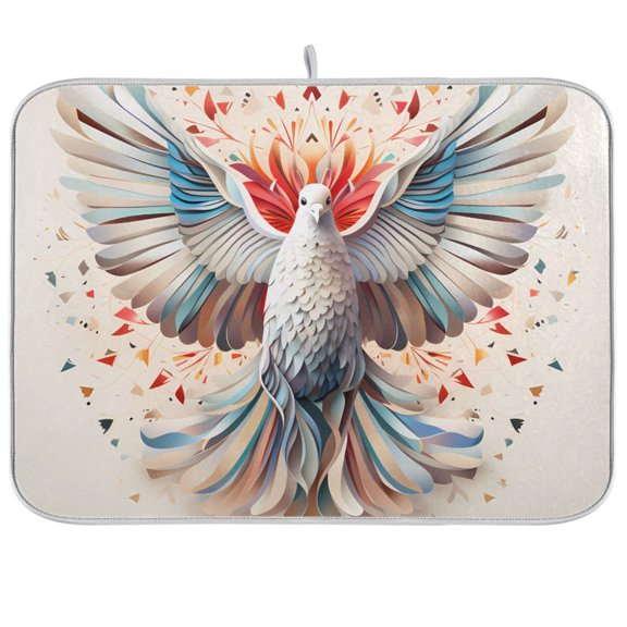 Bird Dove Side Dish Drying Mat Dish Drainer Rack Mats Water Absorbent Non-Slip Easy Clean Heat Resistant for Kitchen Counter