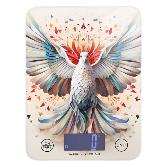 Bird Dove Side Food Scale Digital Kitchen Scale Waterproof Tempered Glass Tare Function 11 lb for Baking Cooking Meal Prep