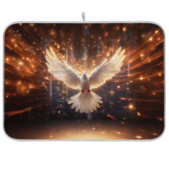 Bird Dove White Dish Drying Mat Dish Drainer Rack Mats Water Absorbent Non-Slip Easy Clean Heat Resistant for Kitchen Counter