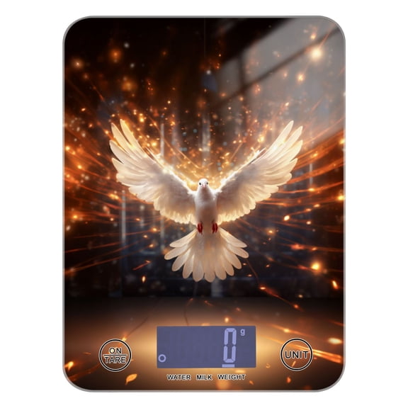 Bird Dove White Food Scale Digital Kitchen Scale Waterproof Tempered Glass Tare Function 11 lb for Baking Cooking Meal Prep