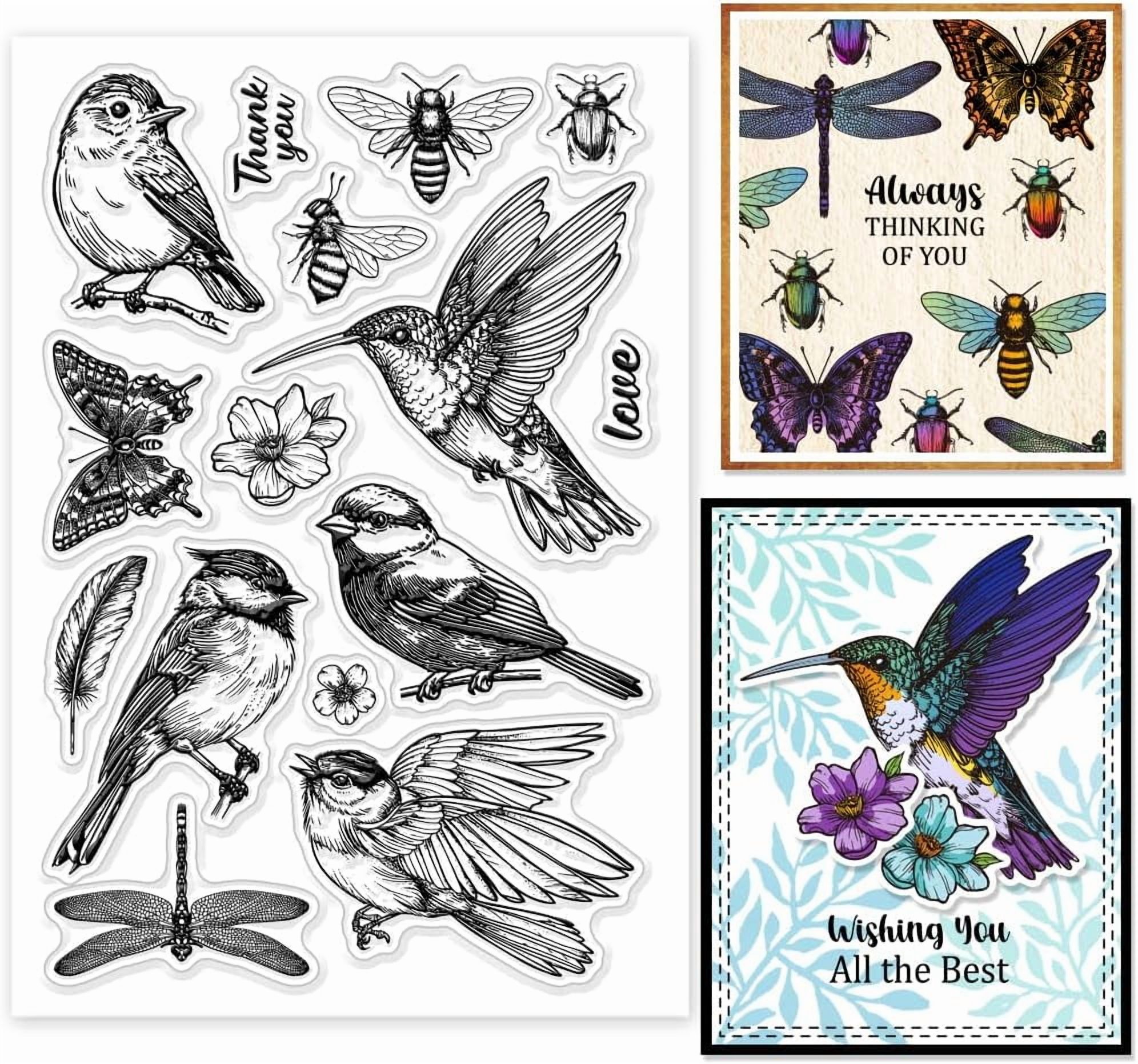 Bird Dragonfly Clear Stamps Butterfly Bee Hummingbird Feather Silicone ...