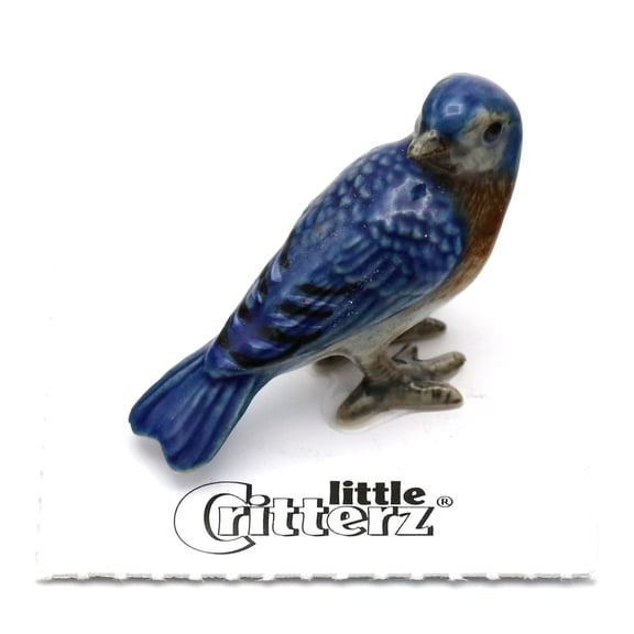 Little Critterz Eastern Bluebird Melody Miniature Porcelain Figurine, Hand-Painted Collectible Bird Statue, Wildlife Home Dcor Display Piece, Gift for Bird Lovers and Collectors