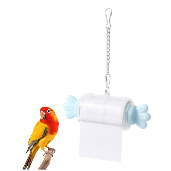 Bird Enrichment Gear, Parrot Playthings, Bird Accessories For Conures, Bird Foraging Devices, Refillable Bird Paper Roll Mechanism, Candy Shape Parrot Entertainer