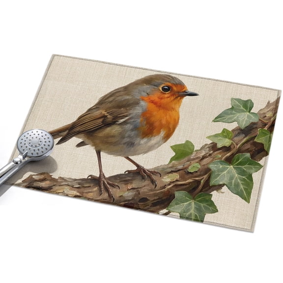 Bird Entryway Rug 2x3ft Washable Non Slip Bathroom Rug Indoor Floor Front Door Mat Ivy Branch Animal Green Botanical Leaf Rustic Rectangle Area Rugs Carpet for Kitchen Office Dining Room Home